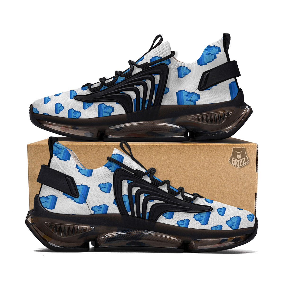 Cloud Pixel Print Pattern Black Gym Shoes-grizzshop