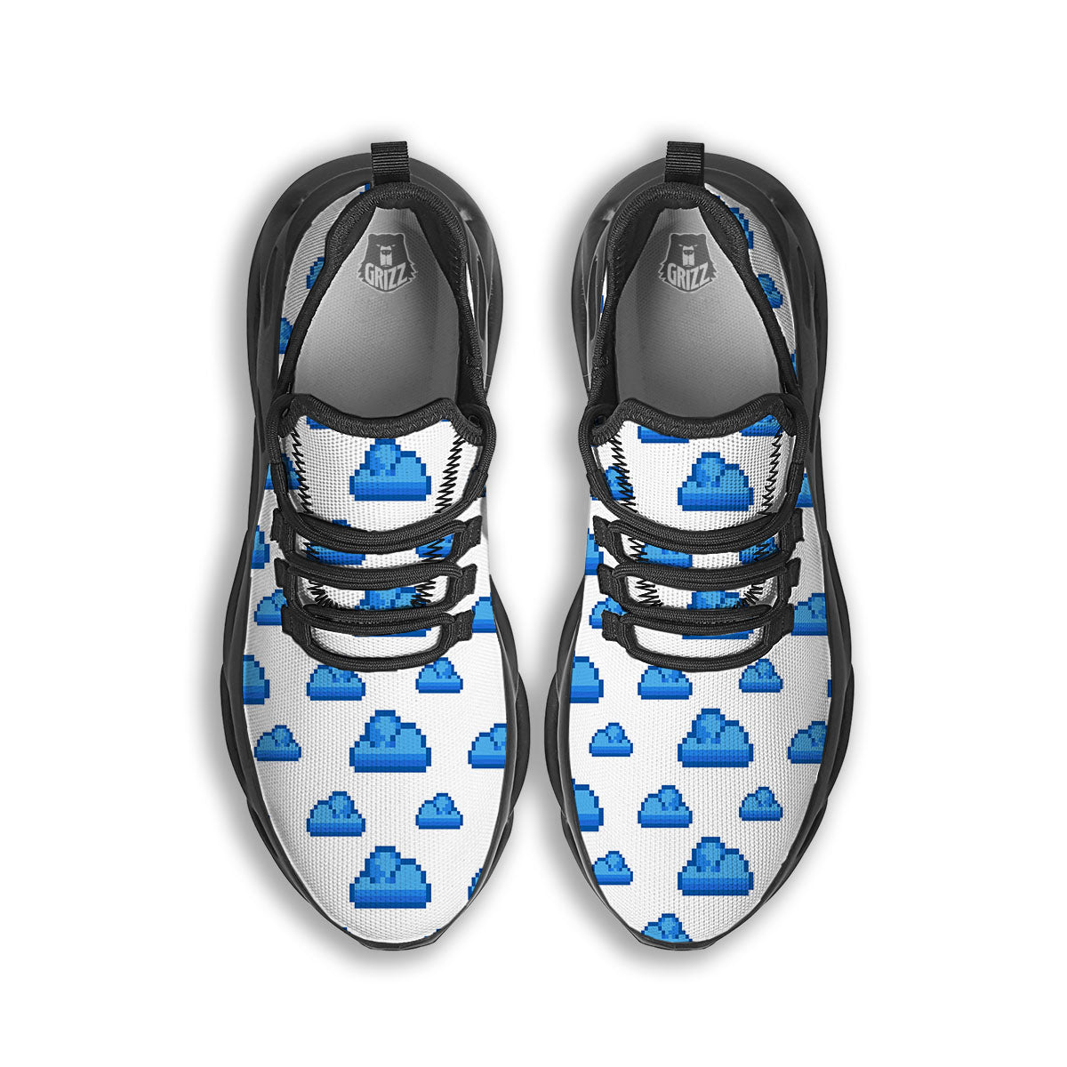 Cloud Pixel Print Pattern Black Running Shoes-grizzshop