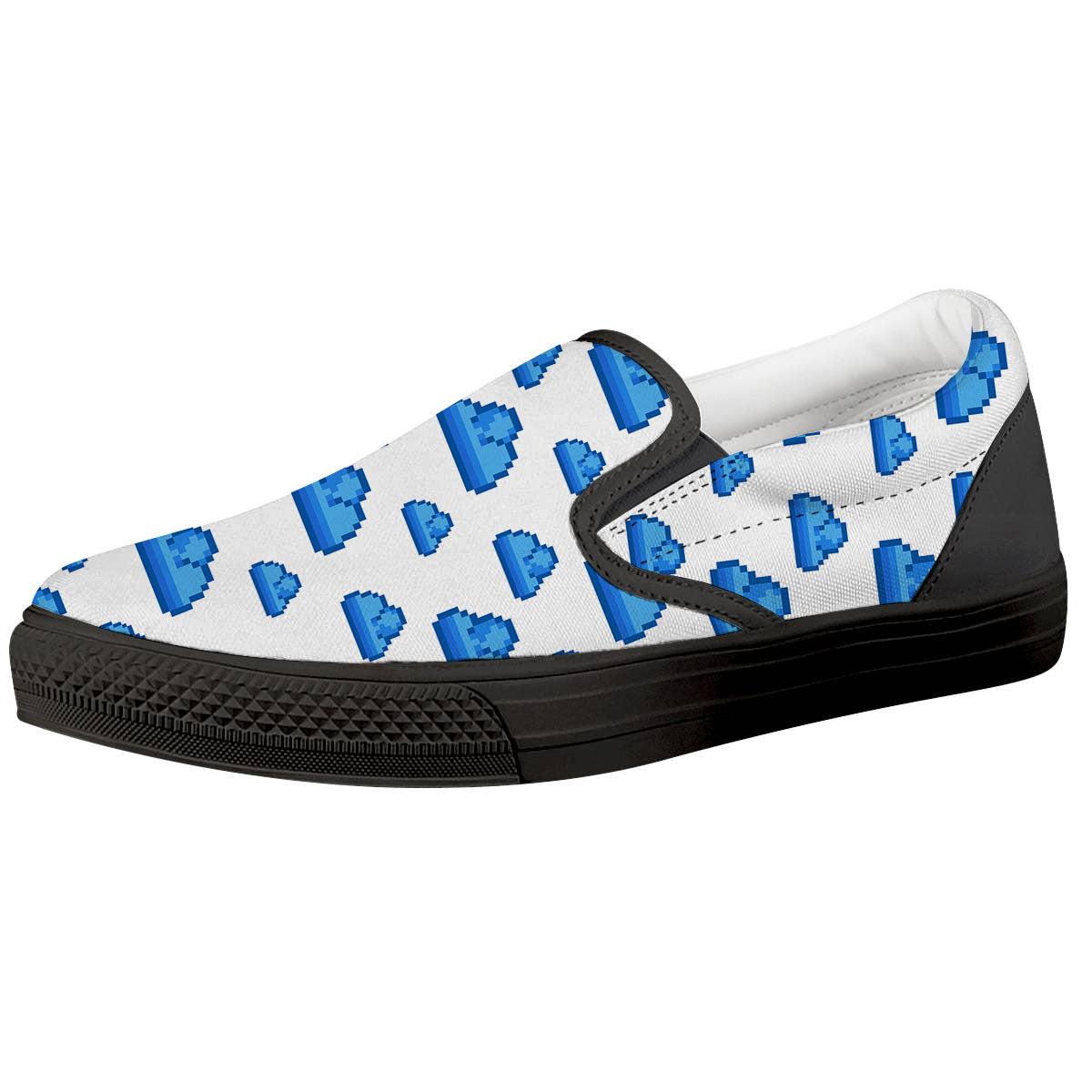 Cloud Pixel Print Pattern Black Slip On Shoes-grizzshop