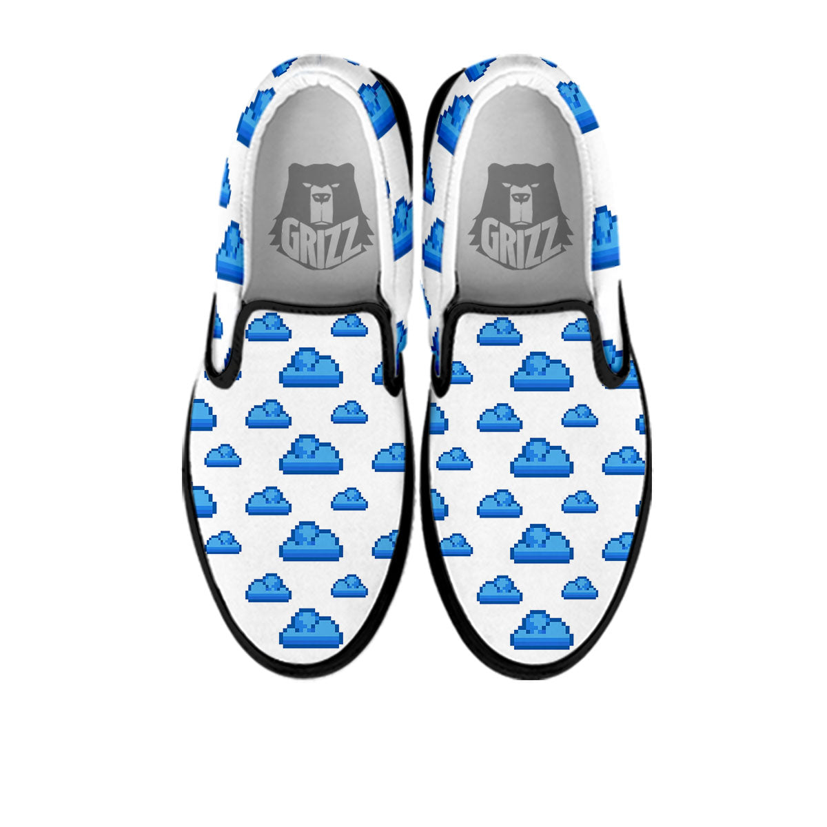 Cloud Pixel Print Pattern Black Slip On Shoes-grizzshop