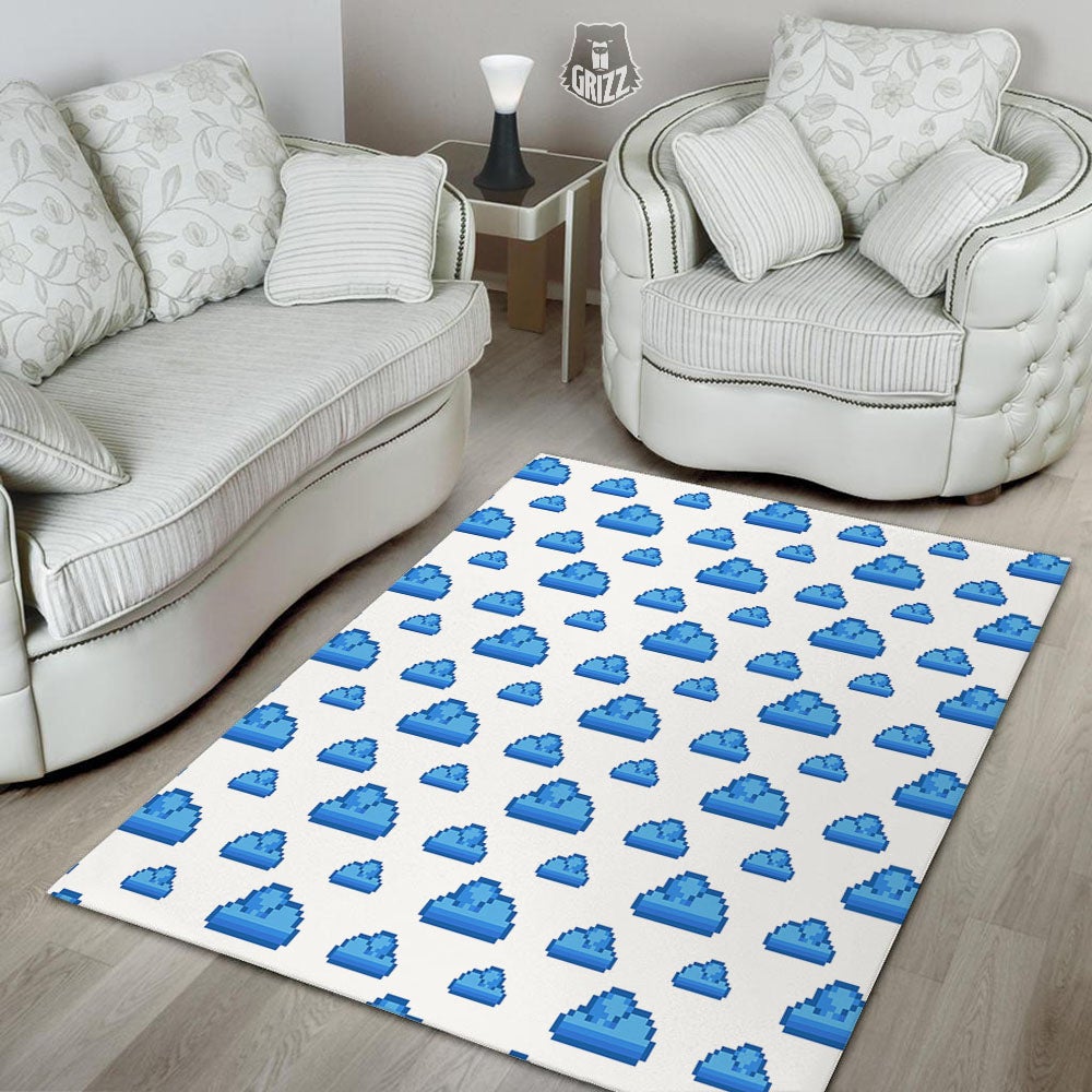 Cloud Pixel Print Pattern Floor Mat-grizzshop