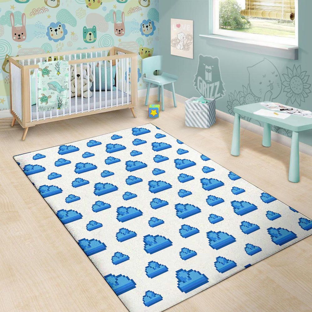 Cloud Pixel Print Pattern Floor Mat-grizzshop