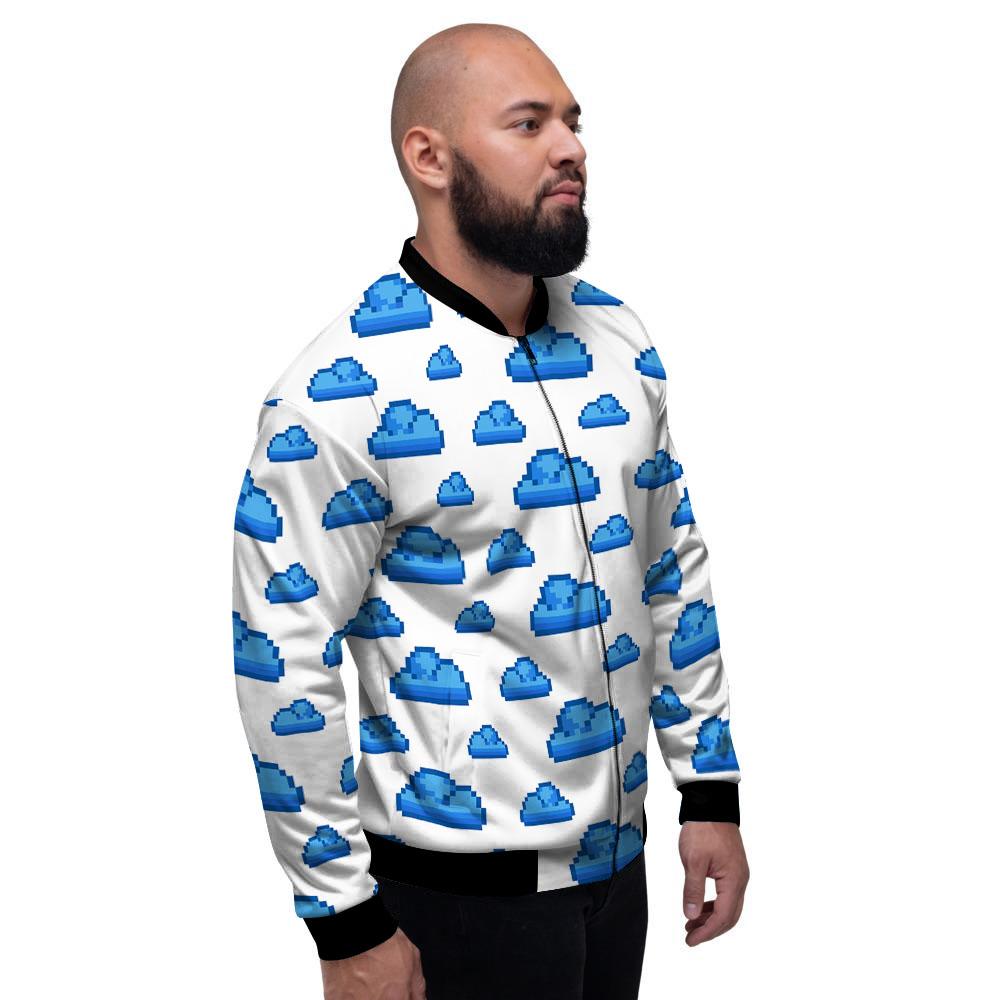 Cloud Pixel Print Pattern Men's Bomber Jacket-grizzshop