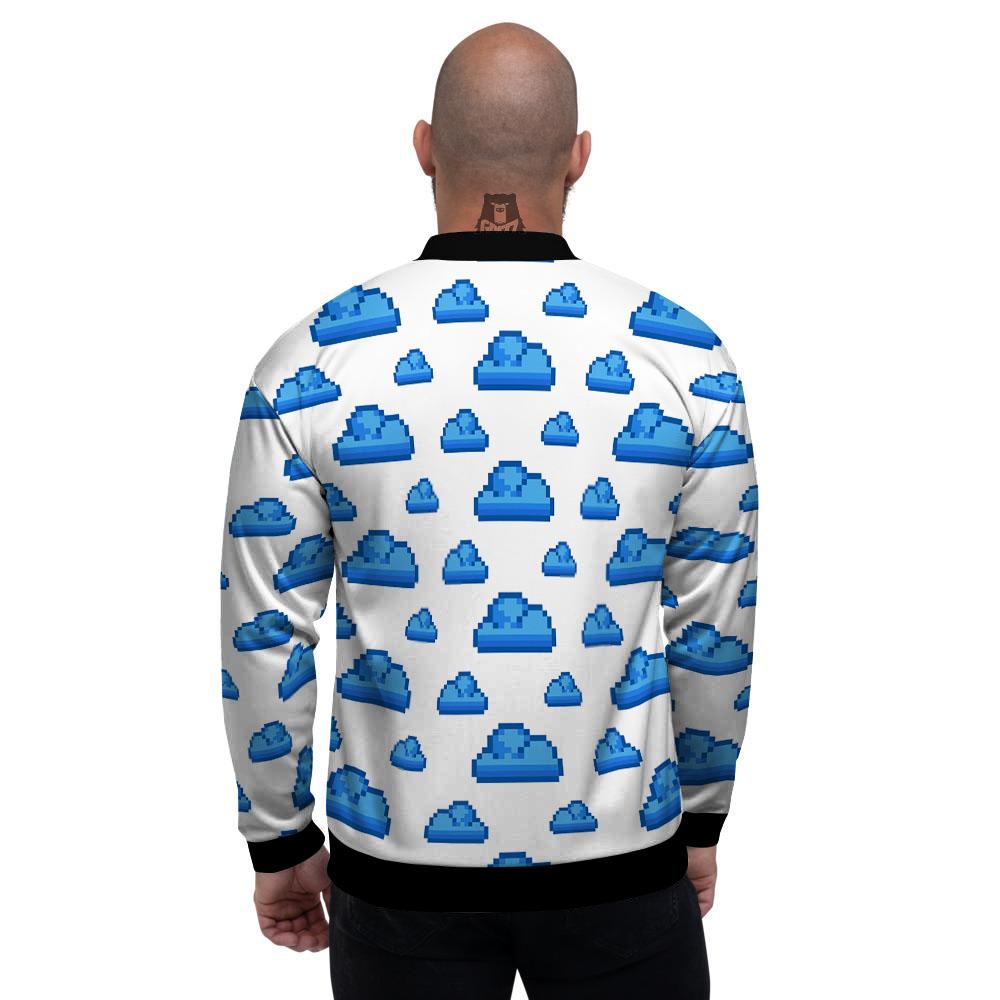Cloud Pixel Print Pattern Men's Bomber Jacket-grizzshop