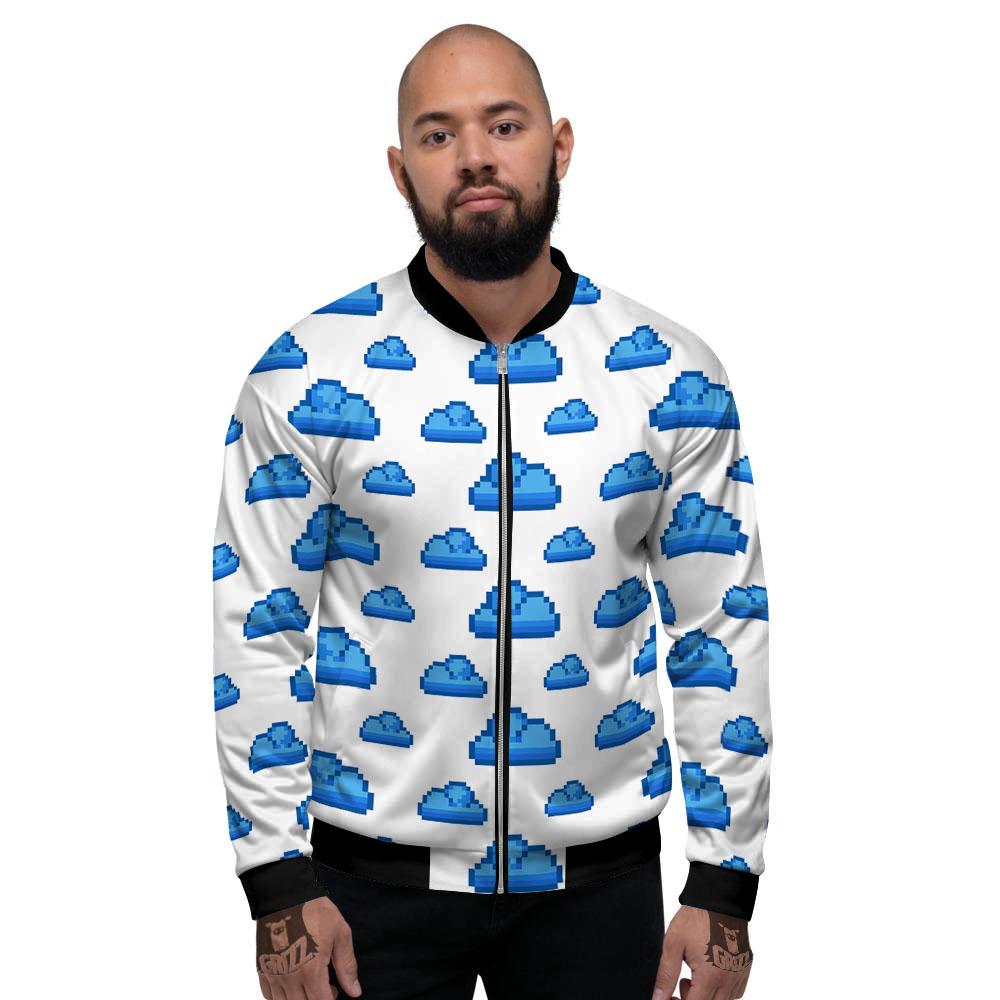 Cloud Pixel Print Pattern Men's Bomber Jacket-grizzshop