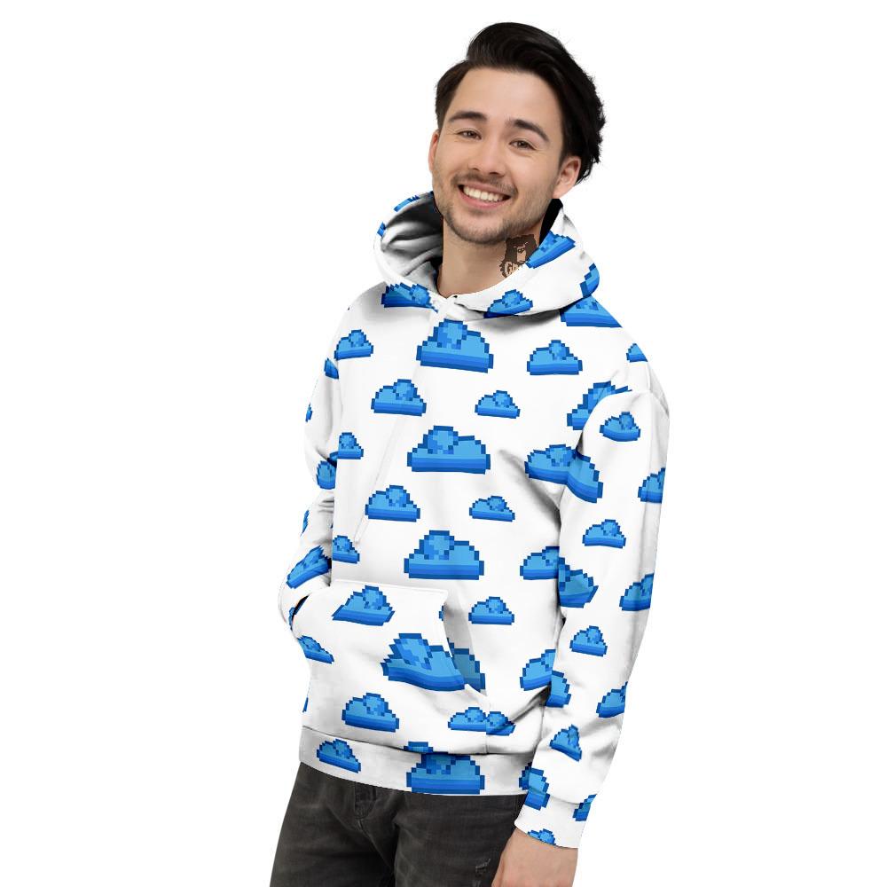 Cloud Pixel Print Pattern Men's Hoodie-grizzshop