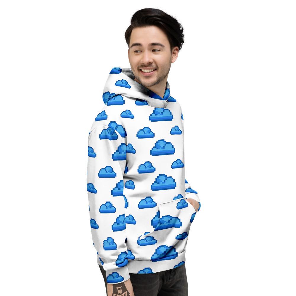 Cloud Pixel Print Pattern Men's Hoodie-grizzshop