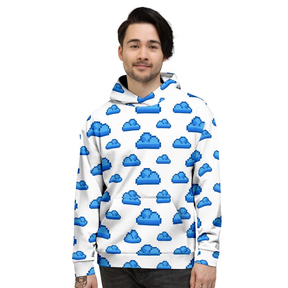 Cloud Pixel Print Pattern Men's Hoodie-grizzshop