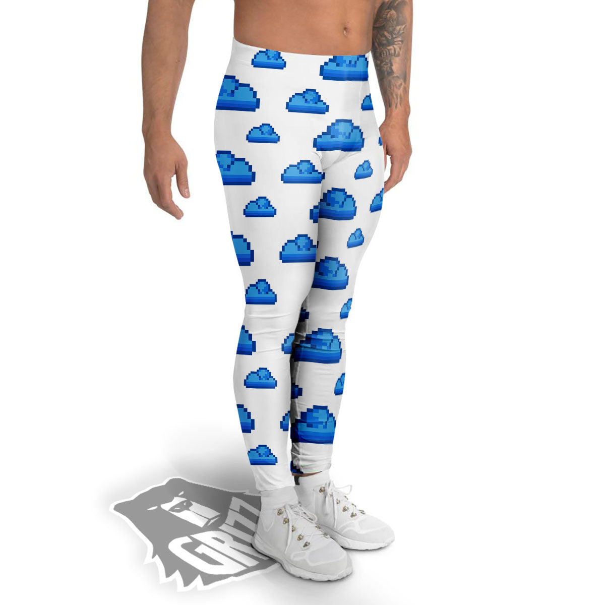 Cloud Pixel Print Pattern Men's Leggings-grizzshop