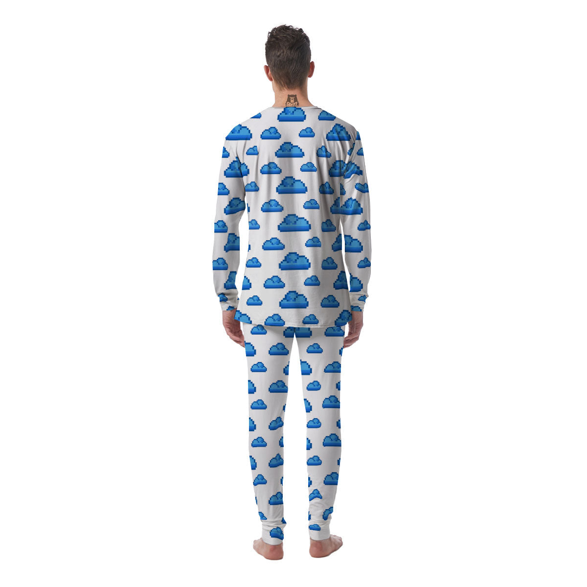 Cloud Pixel Print Pattern Men's Pajamas-grizzshop