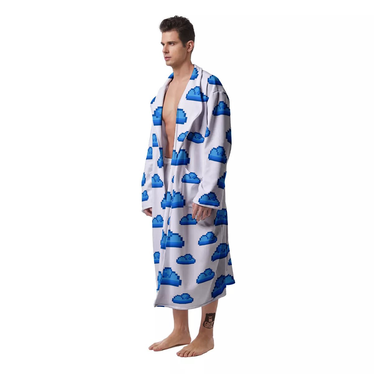 Cloud Pixel Print Pattern Men's Robe-grizzshop