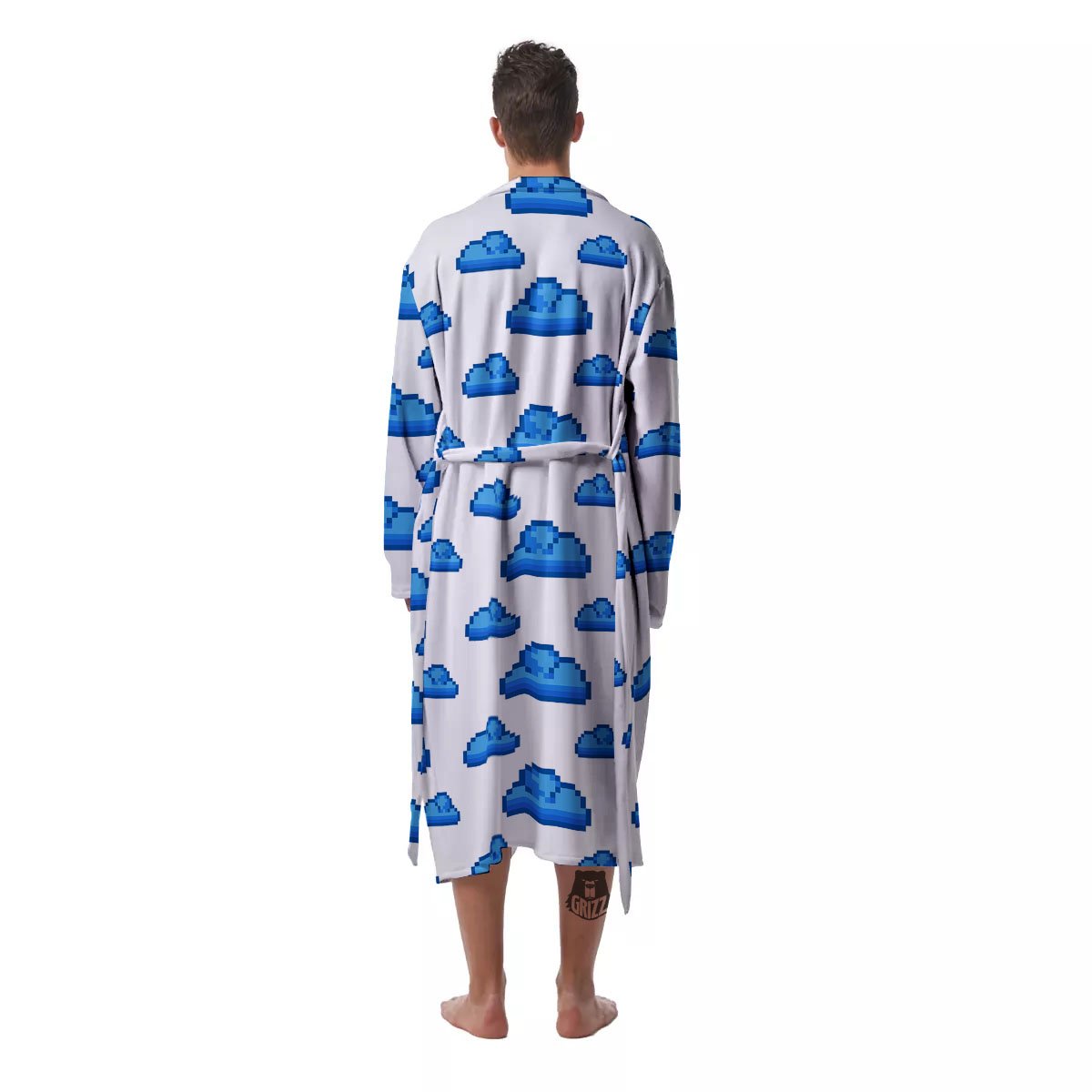 Cloud Pixel Print Pattern Men's Robe-grizzshop