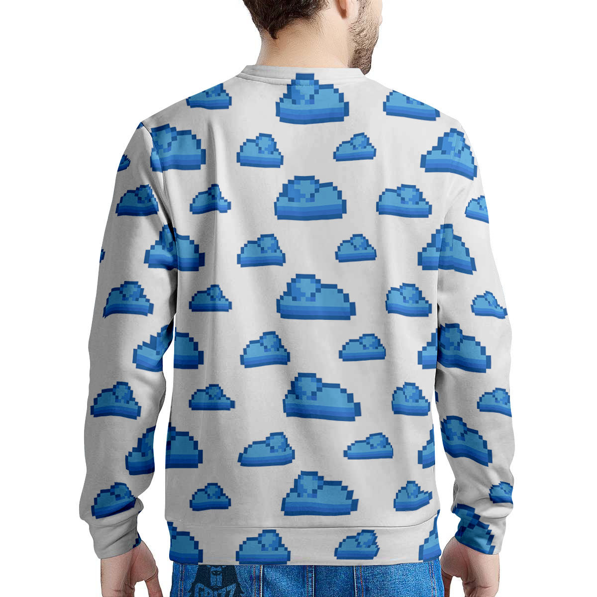 Cloud Pixel Print Pattern Men's Sweatshirt-grizzshop