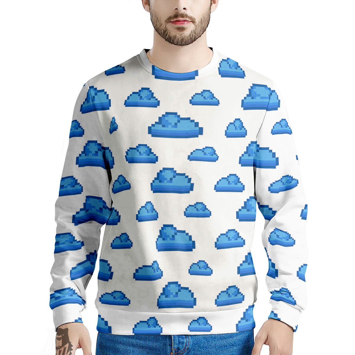 Cloud Pixel Print Pattern Men's Sweatshirt-grizzshop