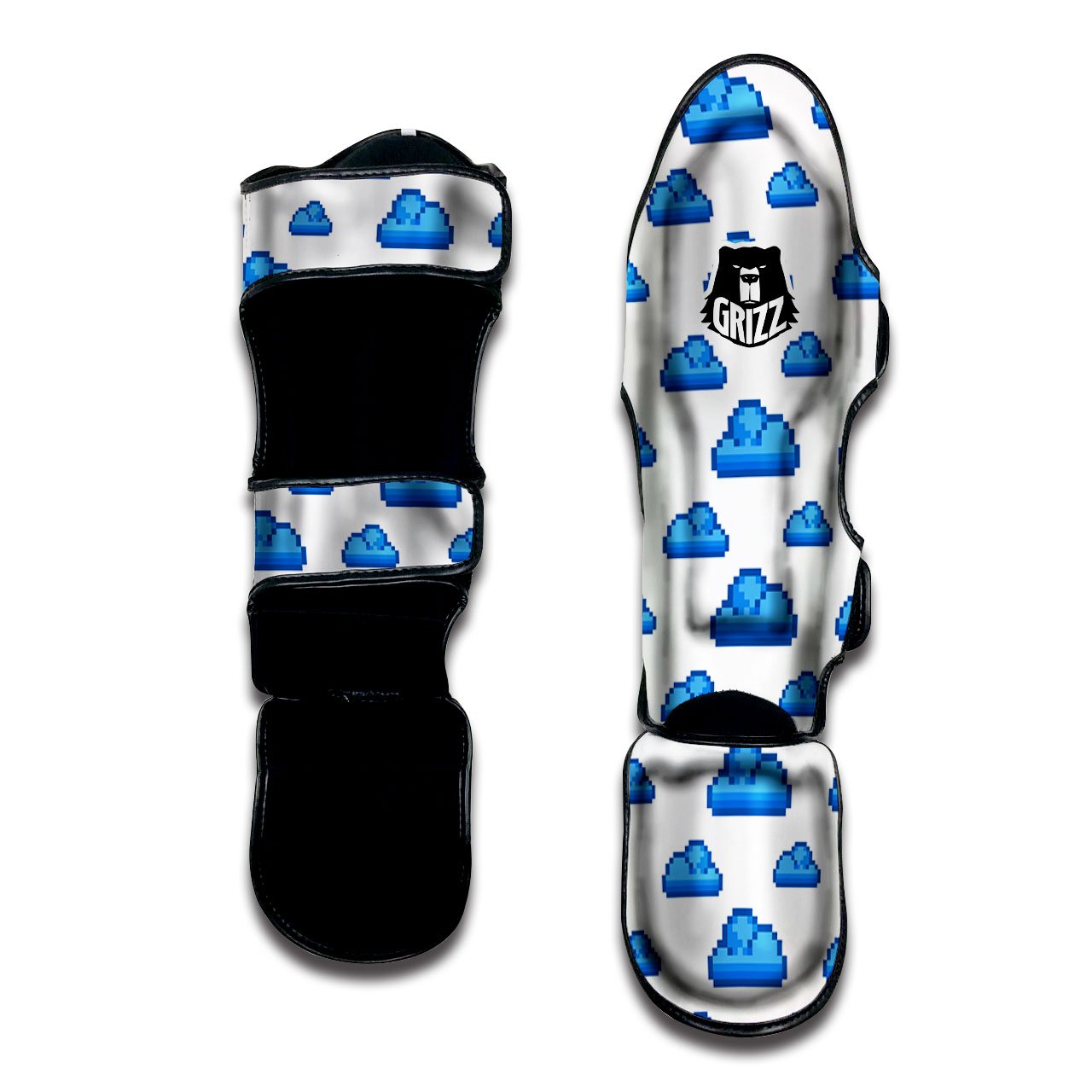 Cloud Pixel Print Pattern Muay Thai Shin Guards-grizzshop