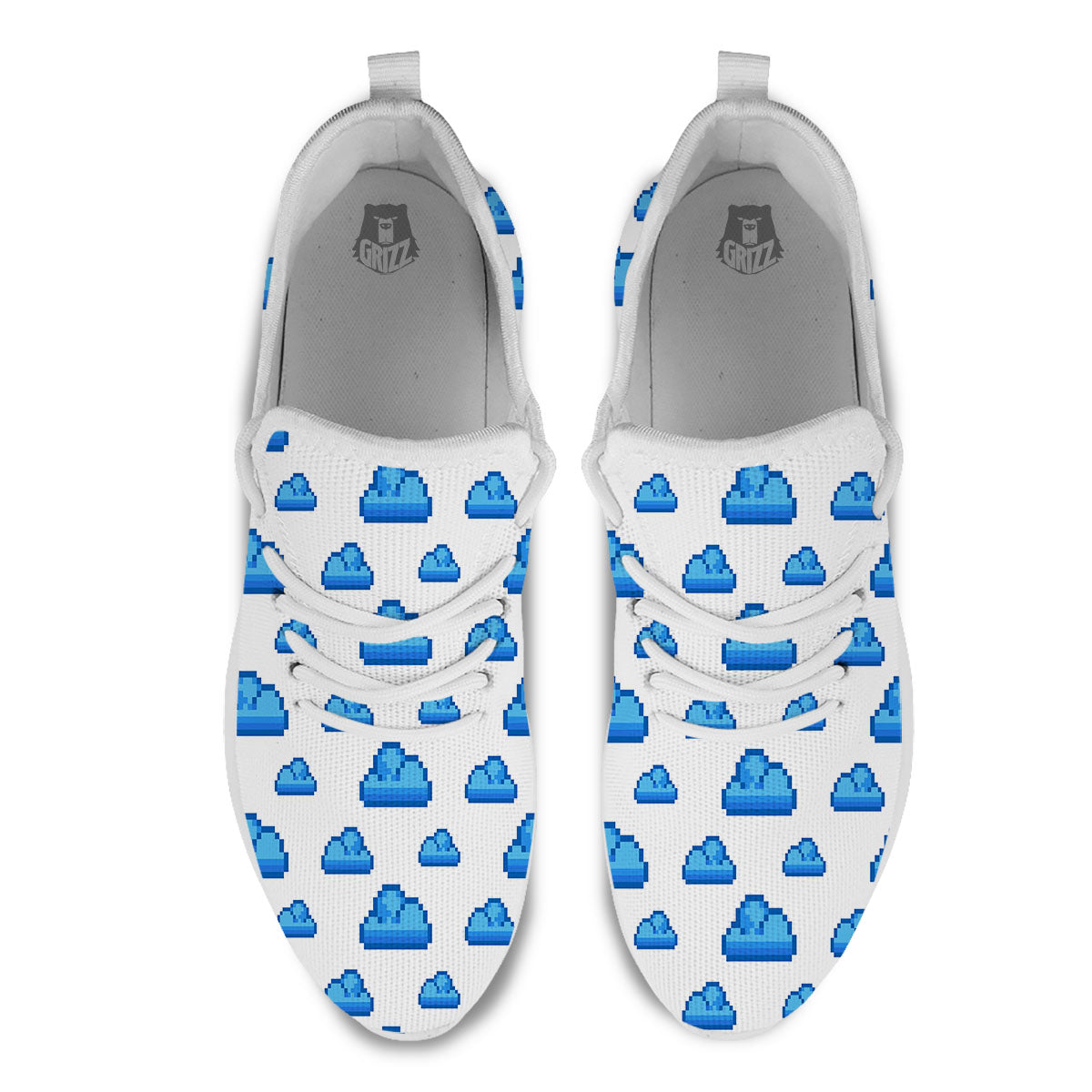 Cloud Pixel Print Pattern White Athletic Shoes-grizzshop