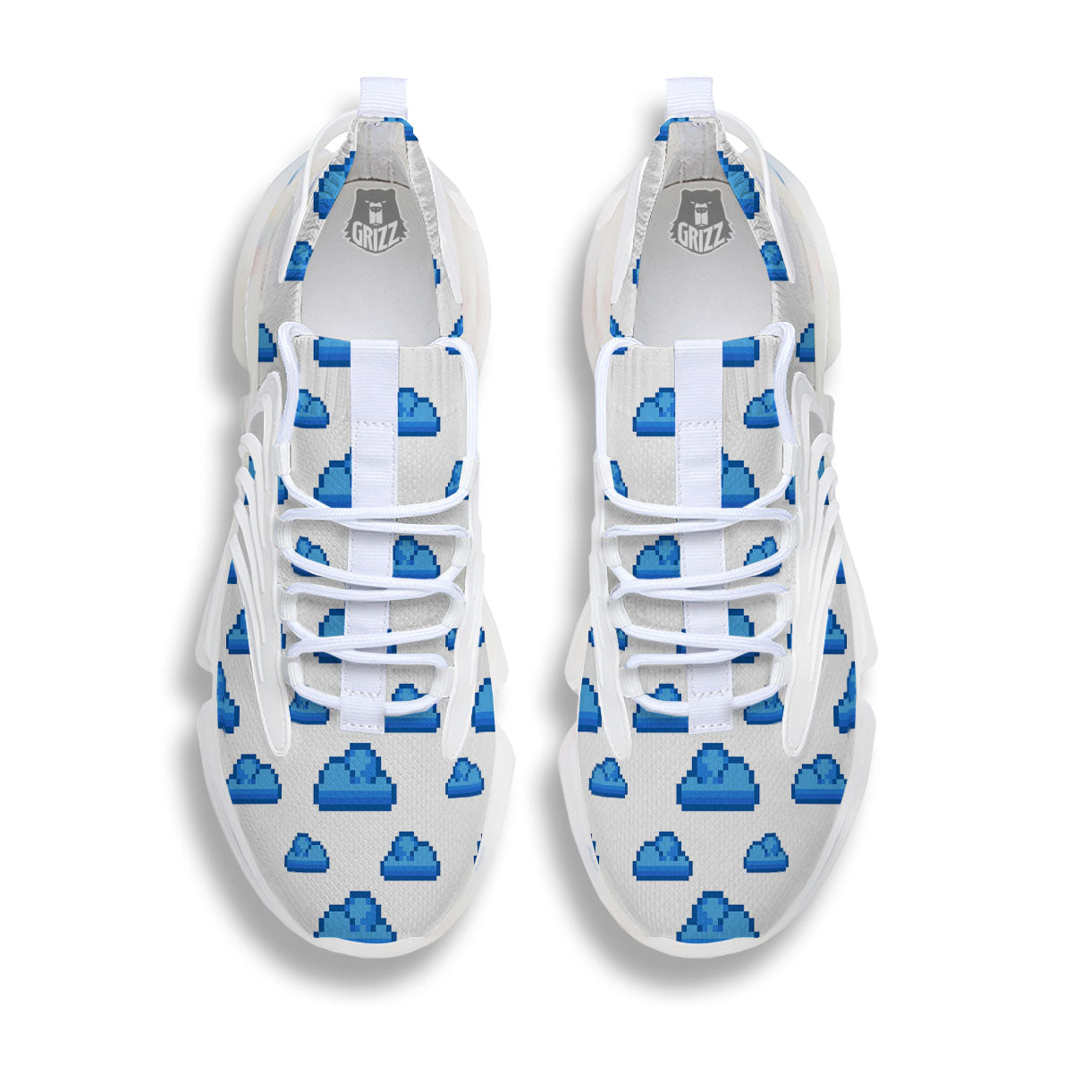 Cloud Pixel Print Pattern White Gym Shoes-grizzshop