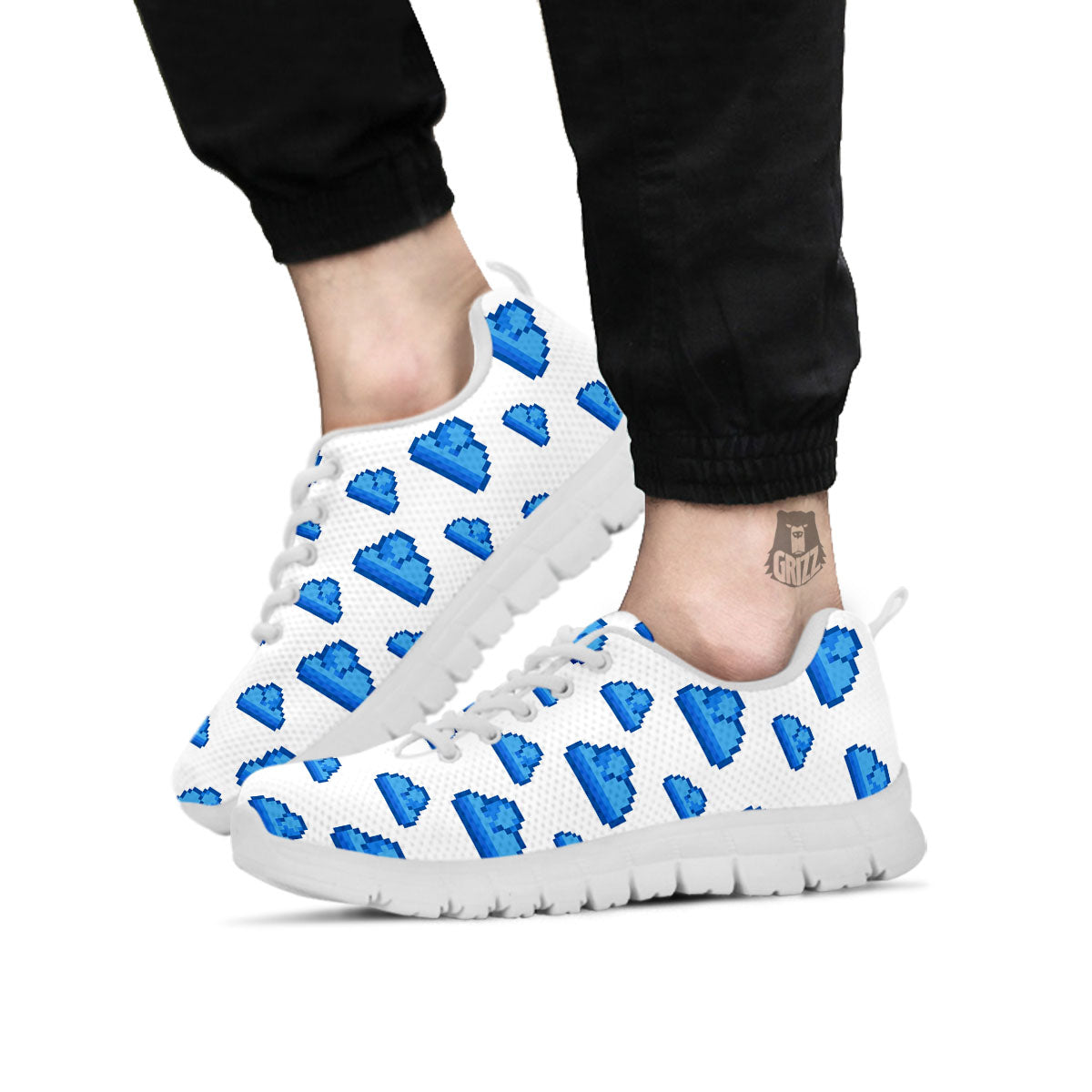 Cloud Pixel Print Pattern White Sneaker-grizzshop