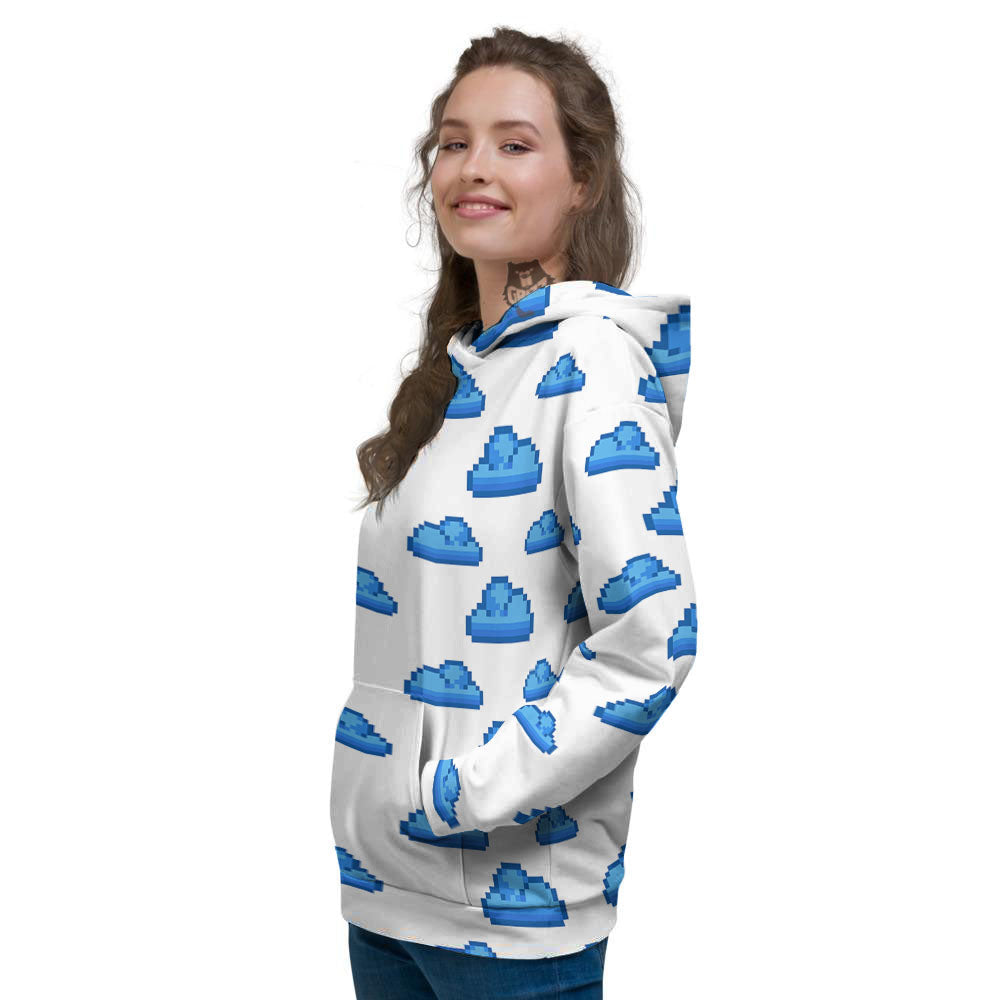 Cloud Pixel Print Pattern Women's Hoodie-grizzshop