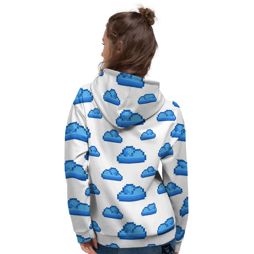 Cloud Pixel Print Pattern Women's Hoodie-grizzshop