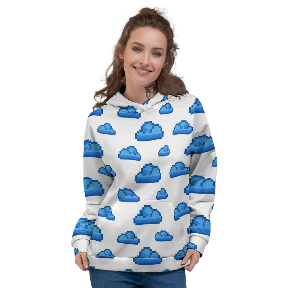 Cloud Pixel Print Pattern Women's Hoodie-grizzshop