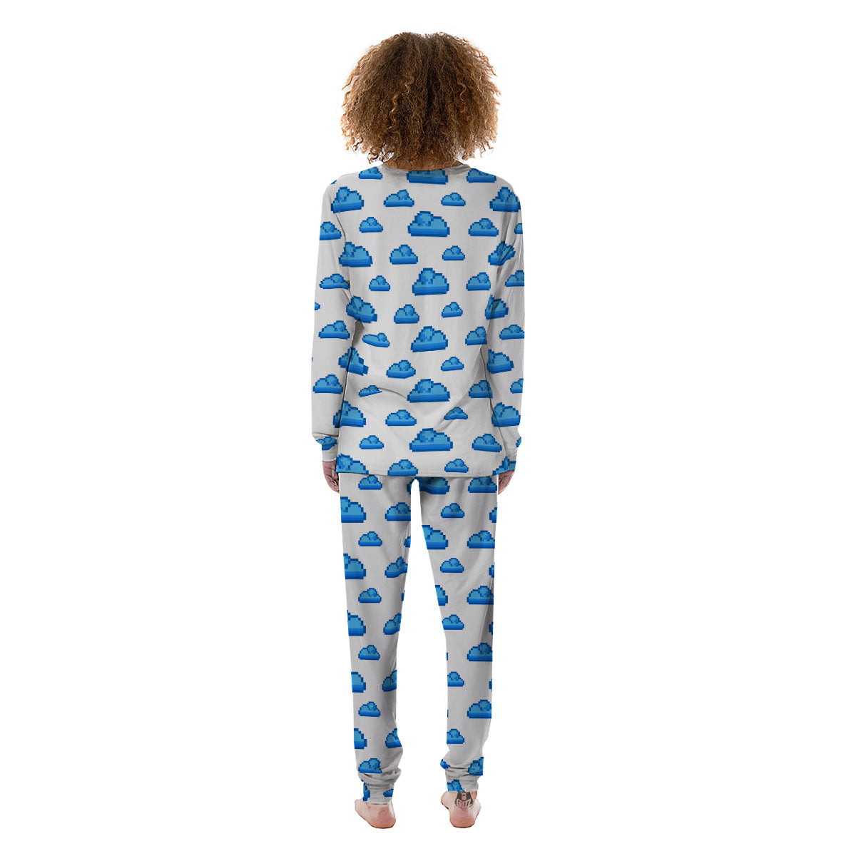 Cloud Pixel Print Pattern Women's Pajamas-grizzshop