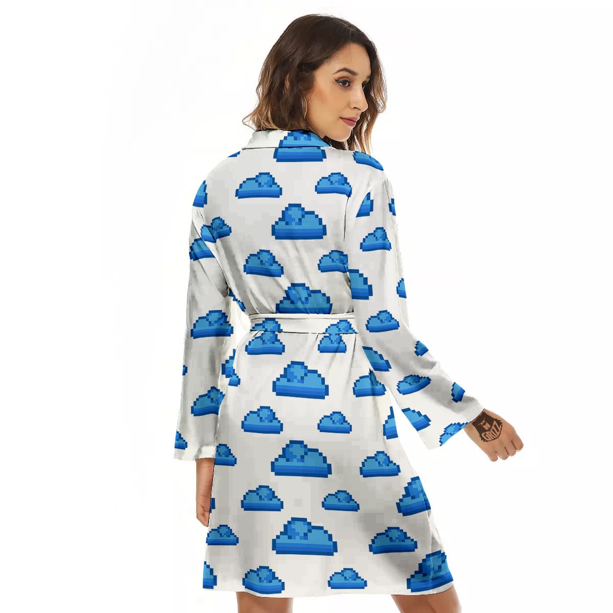 Cloud Pixel Print Pattern Women's Robe-grizzshop