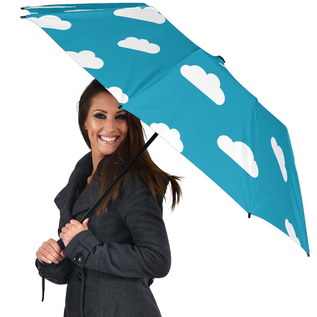Cloud Print Pattern Automatic Foldable Umbrella-grizzshop