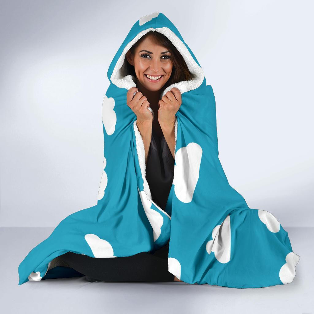 Cloud Print Pattern Hooded Blanket-grizzshop