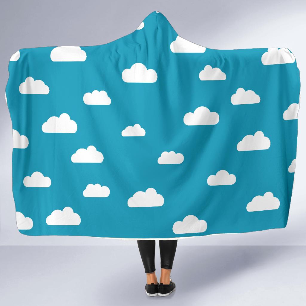 Cloud Print Pattern Hooded Blanket-grizzshop