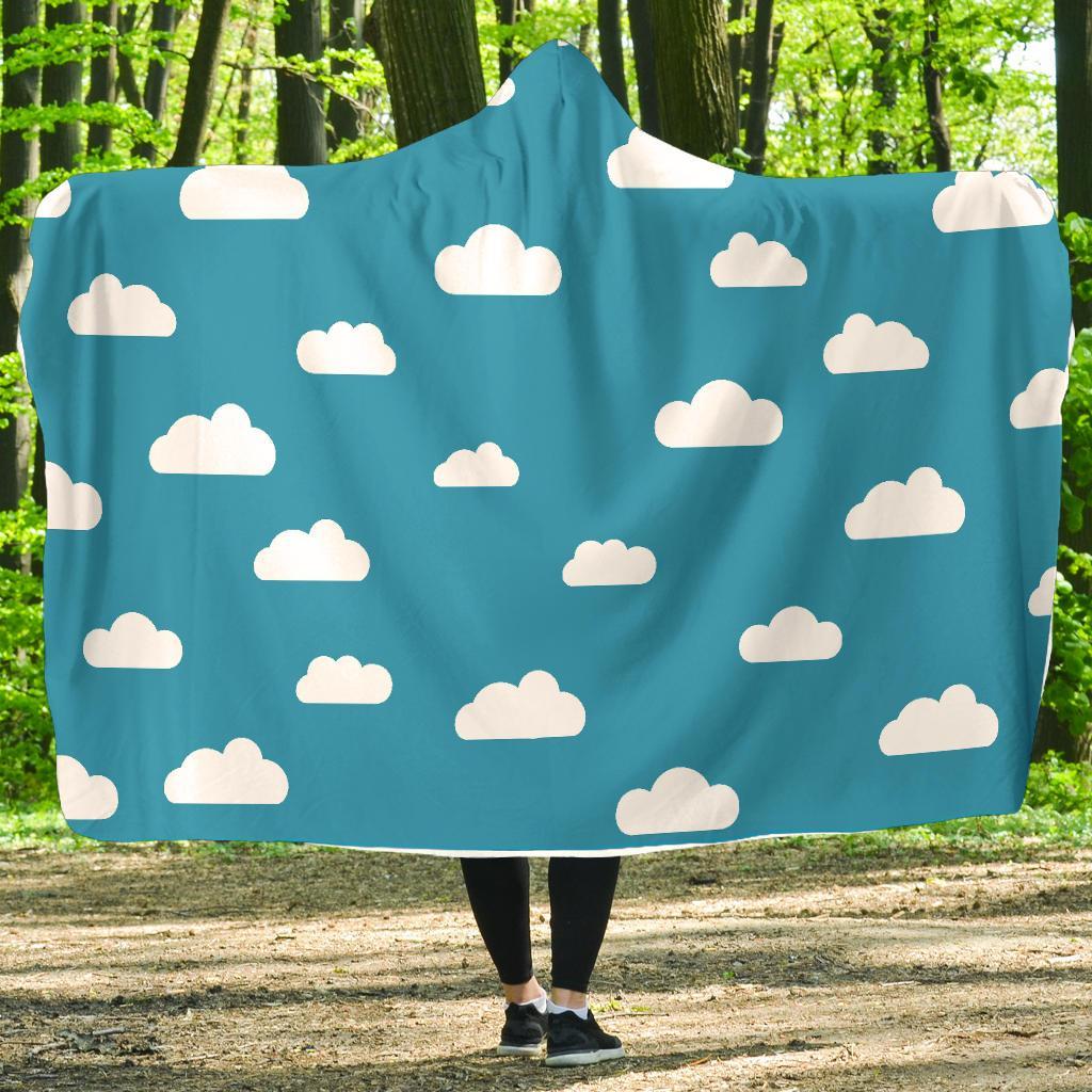 Cloud Print Pattern Hooded Blanket-grizzshop