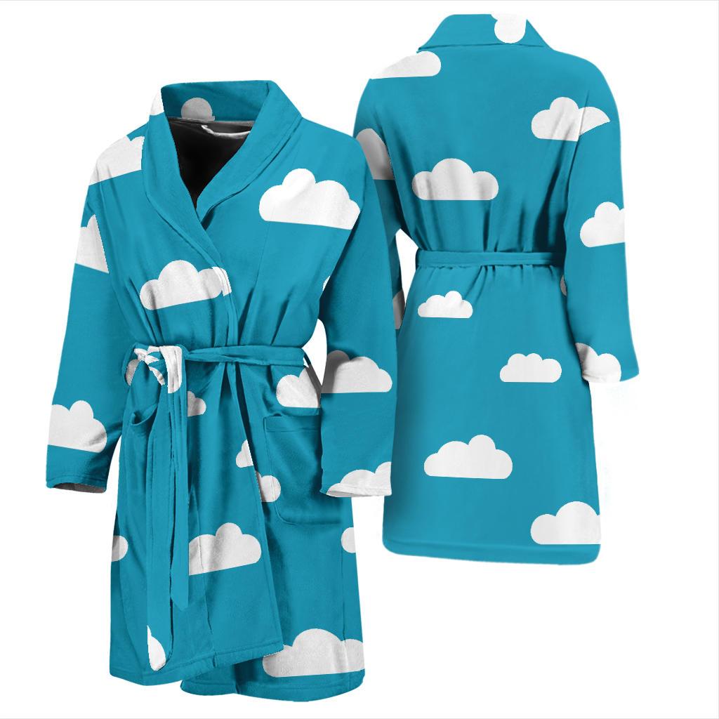 Cloud Print Pattern Men Long Robe-grizzshop