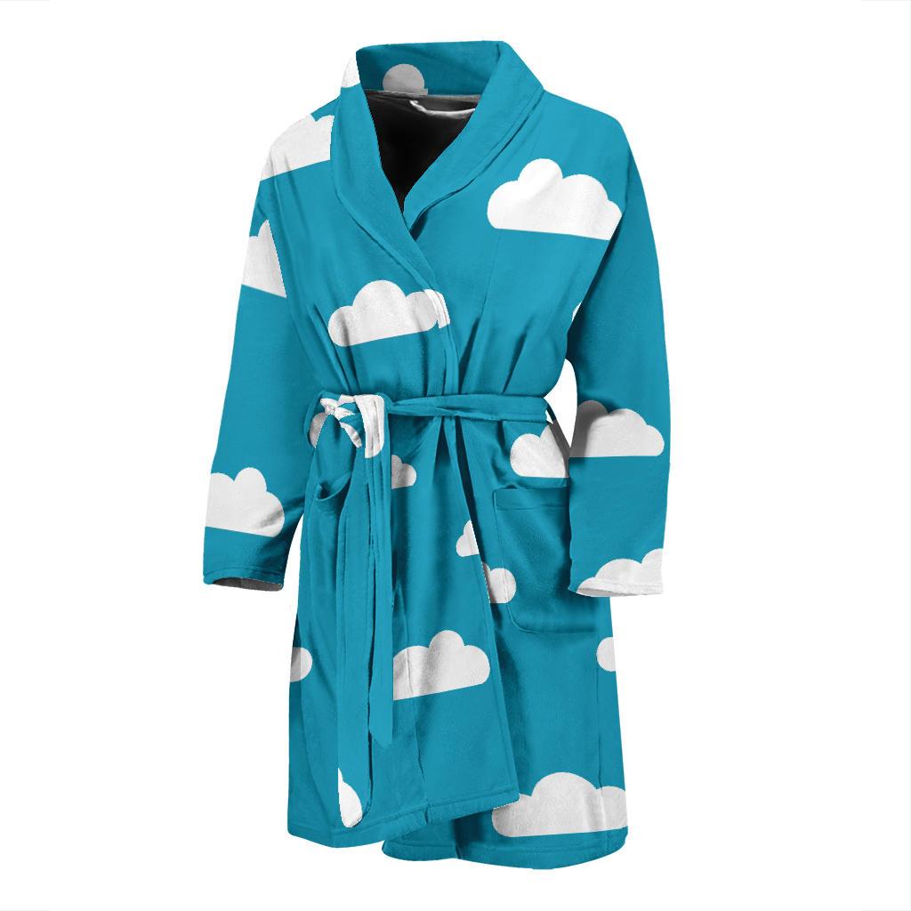 Cloud Print Pattern Men Long Robe-grizzshop