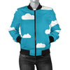 Cloud Print Pattern Women Casual Bomber Jacket-grizzshop