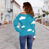 Cloud Print Pattern Women Off Shoulder Sweatshirt-grizzshop