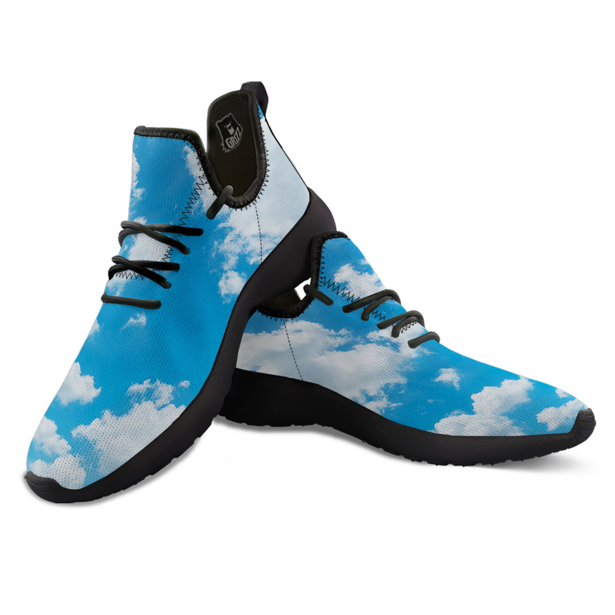 Cloud Sky Print Black Athletic Shoes-grizzshop