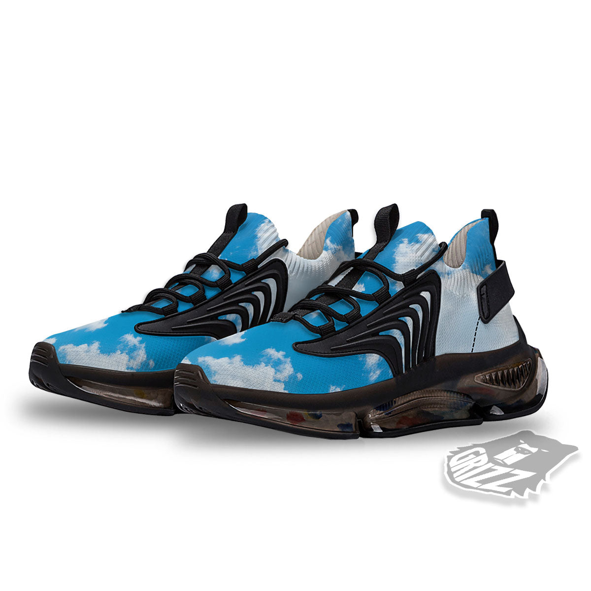 Cloud Sky Print Black Gym Shoes-grizzshop