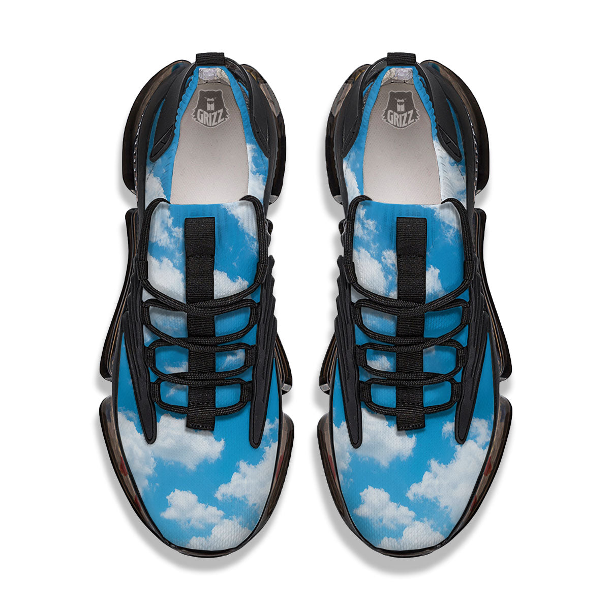 Cloud Sky Print Black Gym Shoes-grizzshop
