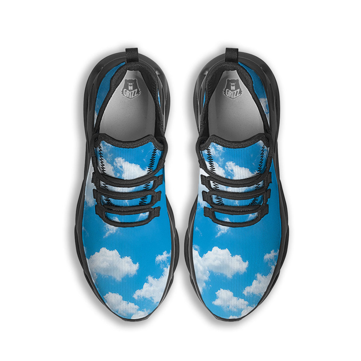 Cloud Sky Print Black Running Shoes-grizzshop