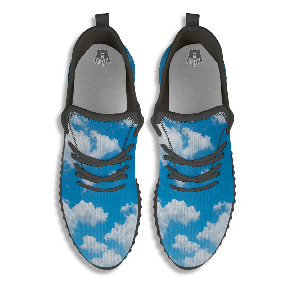 Cloud Sky Print Black Walking Shoes-grizzshop