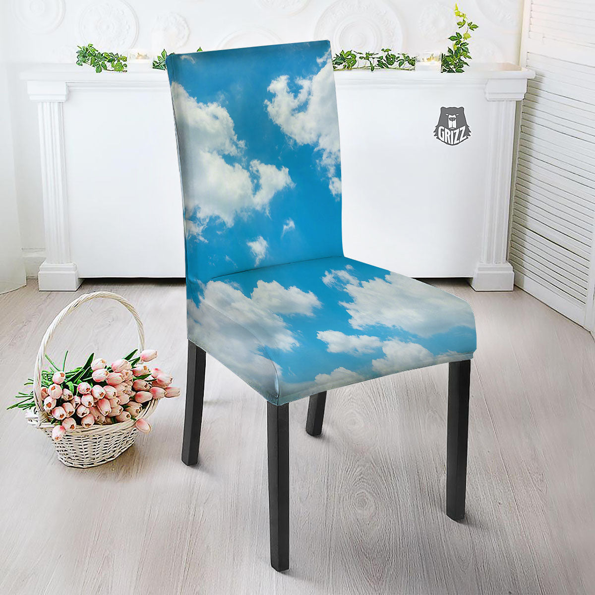 Cloud Sky Print Dining Chair Slipcover-grizzshop