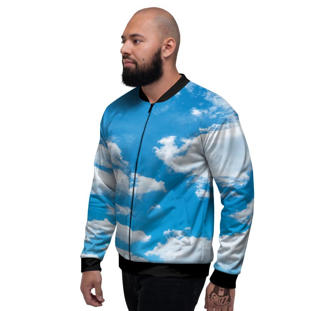Cloud Sky Print Men's Bomber Jacket-grizzshop