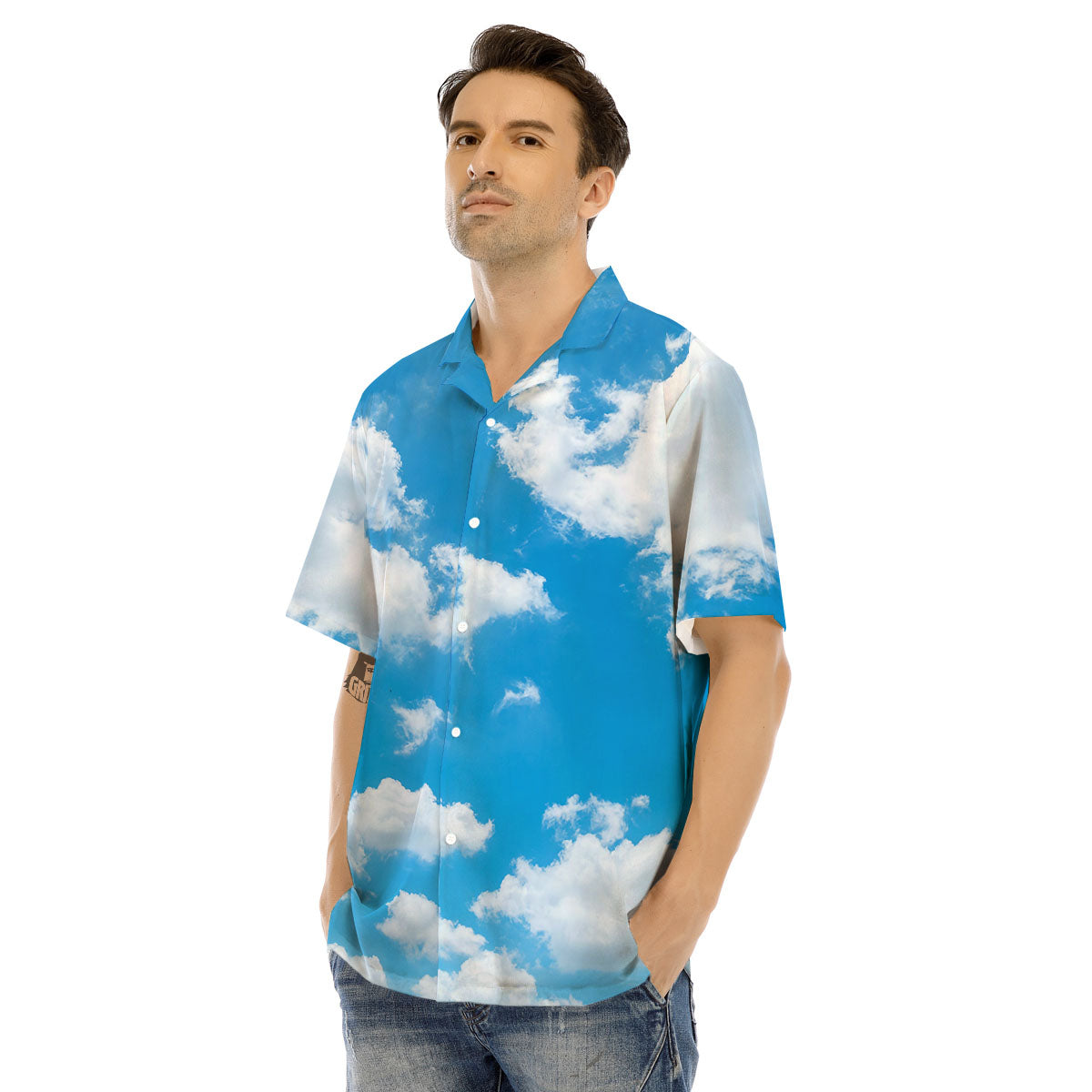 Cloud Sky Print Men's Hawaiian Shirt-grizzshop