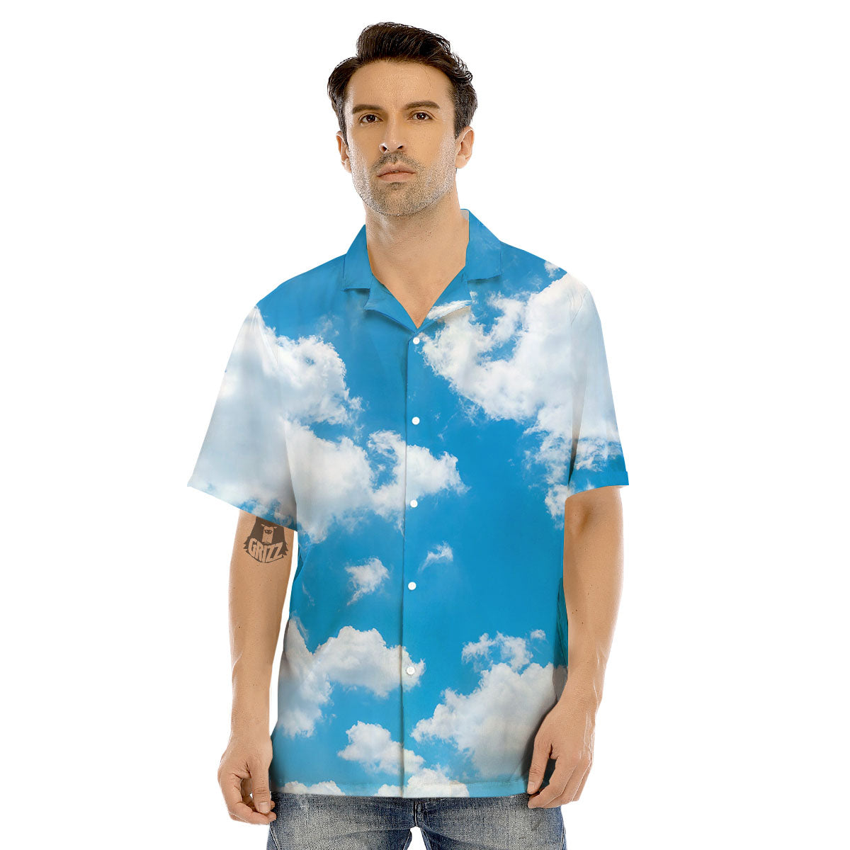 Cloud Sky Print Men's Hawaiian Shirt-grizzshop