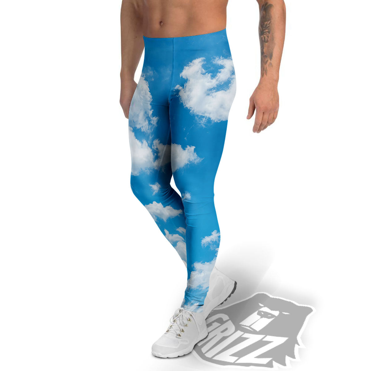Cloud Sky Print Men's Leggings-grizzshop