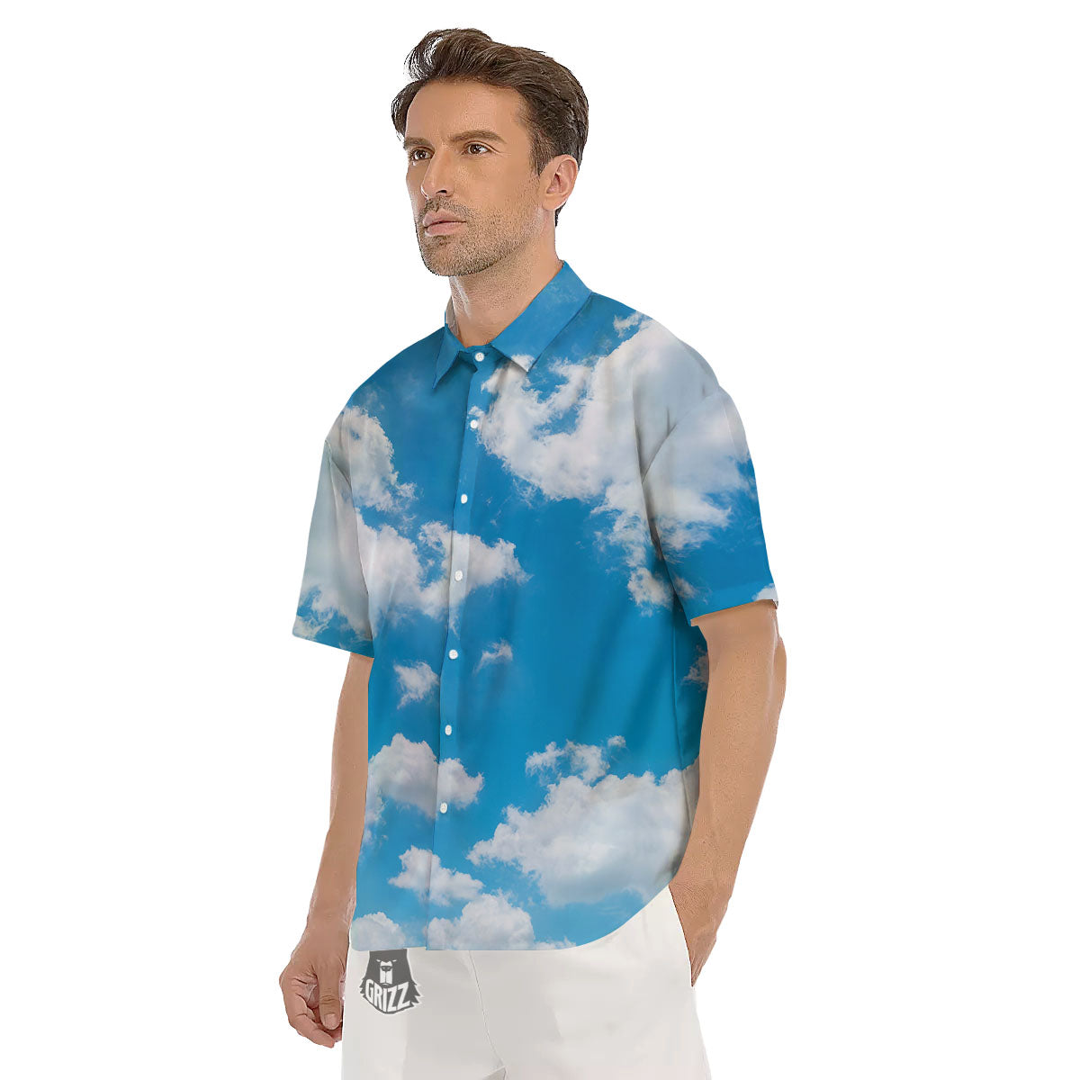 Cloud Sky Print Men's Short Sleeve Shirts-grizzshop