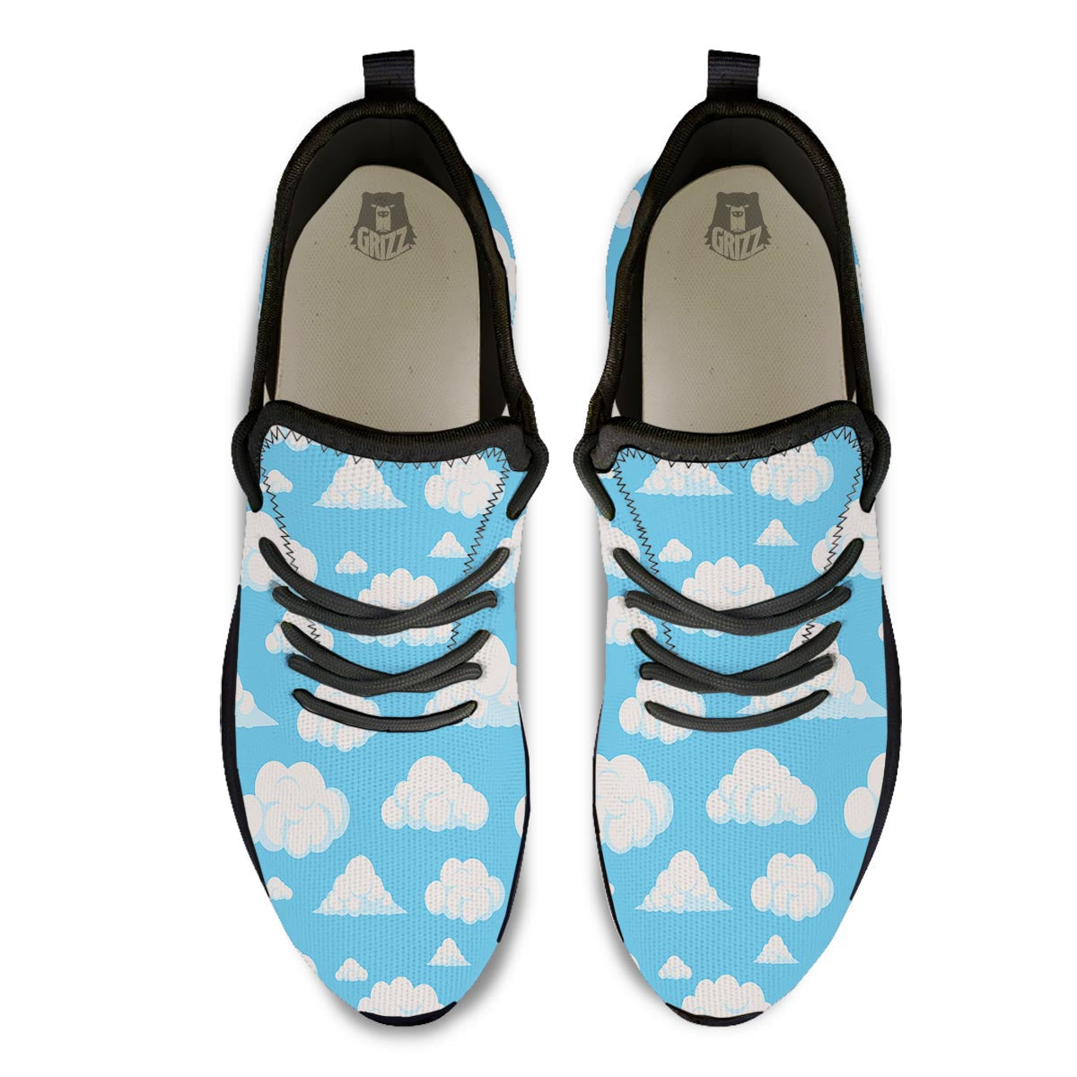 Cloud Sky Print Pattern Black Athletic Shoes-grizzshop