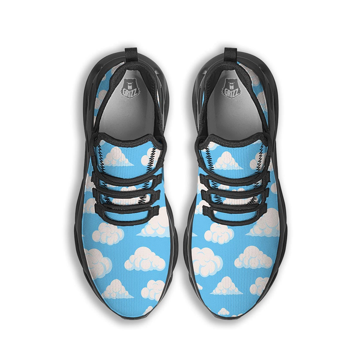 Cloud Sky Print Pattern Black Running Shoes-grizzshop