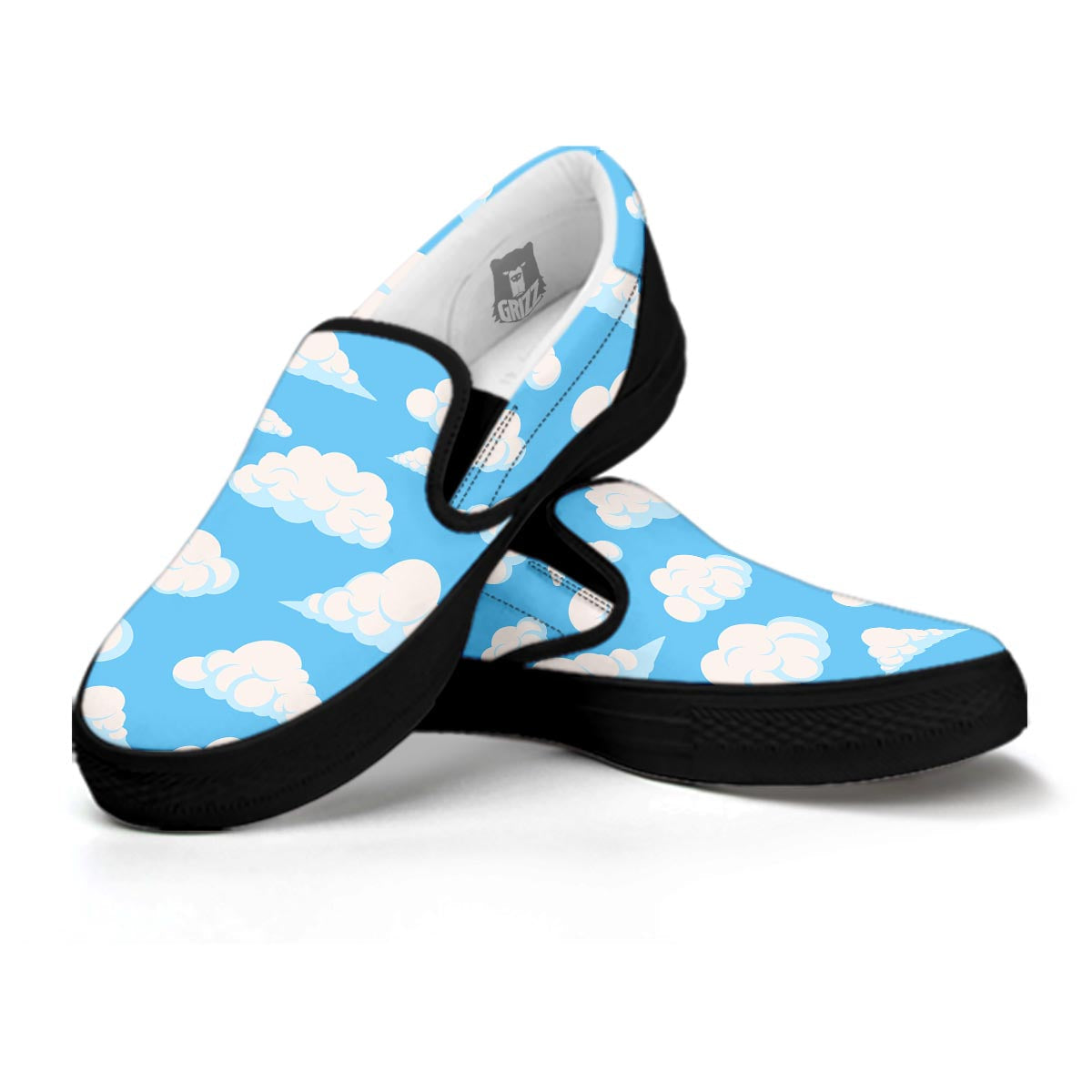 Cloud Sky Print Pattern Black Slip On Shoes-grizzshop