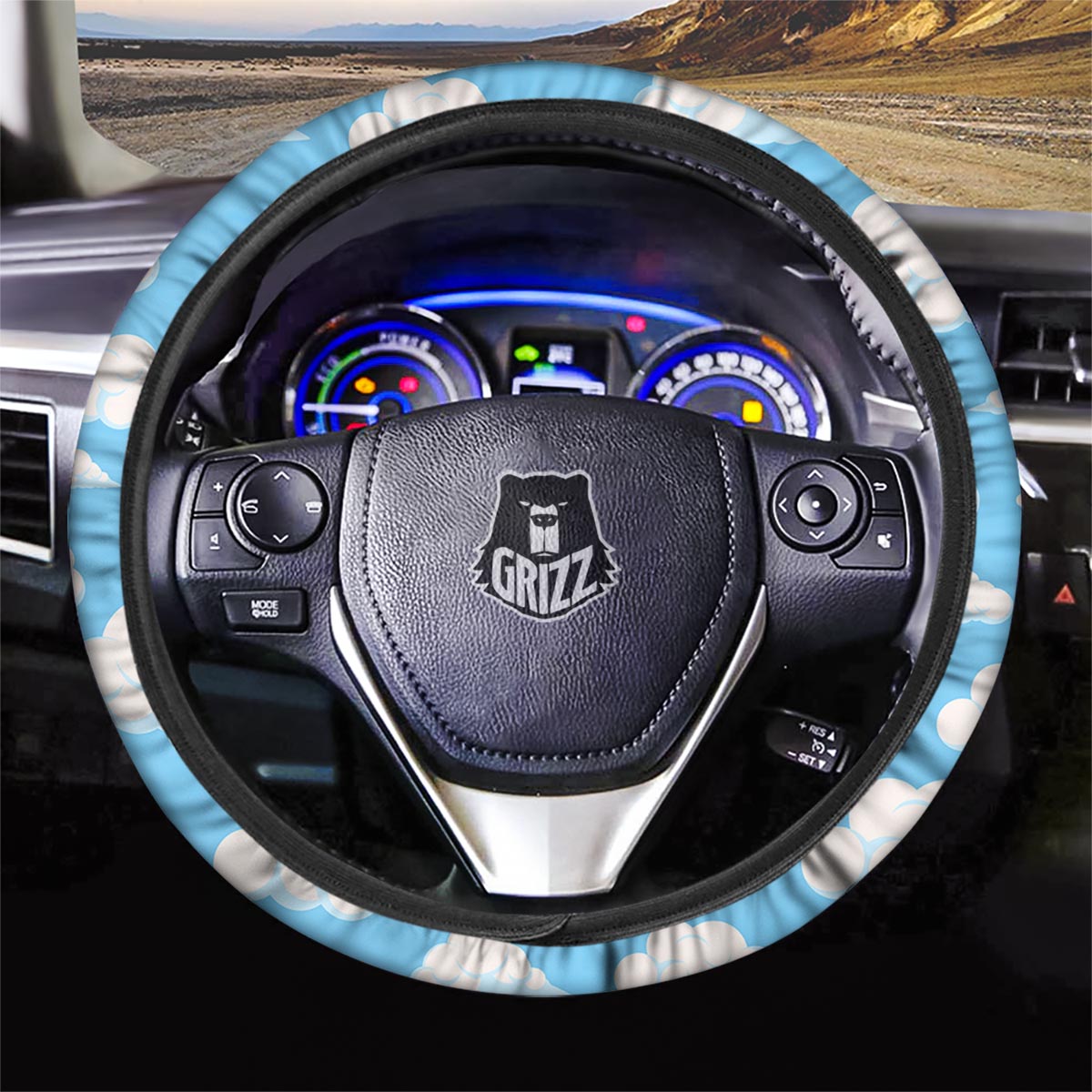 Cloud Sky Print Pattern Car Steering Wheel Cover-grizzshop